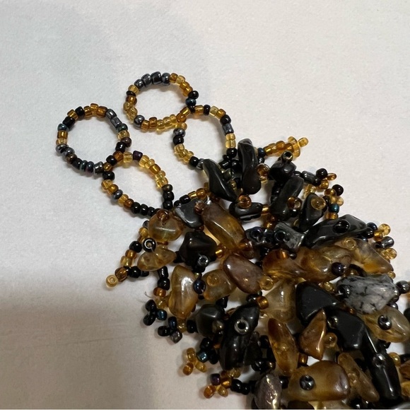 Beaded and Stones Wide Cuff Chunky Adjustable bracelet. - Picture 6 of 9